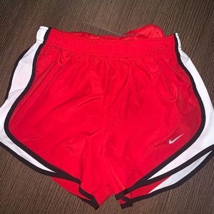 Red Nike tempo shorts